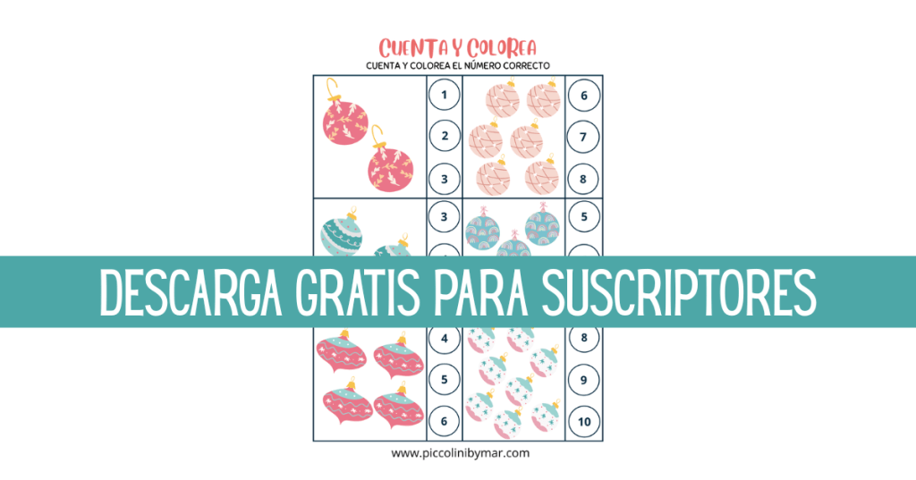 Imprimible gratis: Actividades Navideñas. Cuenta, colorea, recorta y&nbsp;pega.